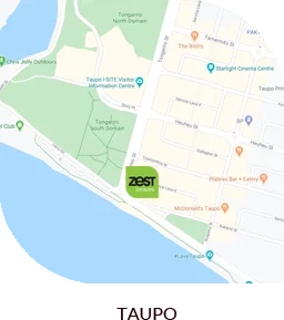Map of Taupo showing Zest offices